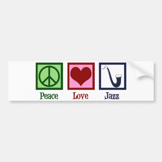 Peace Love Jazz Music Saxophone Bumpersticker (Voorkant)