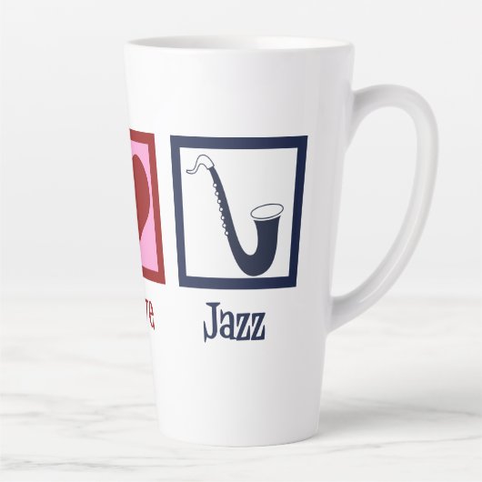 Peace Love Jazz Music Saxophone Latte Mok (Rechts)