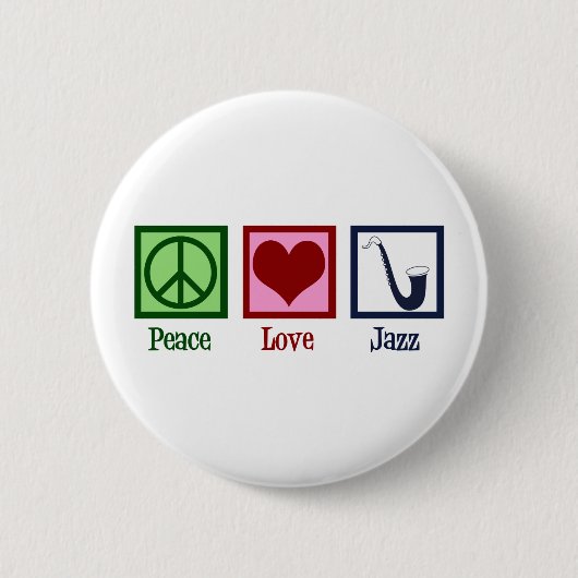 Peace Love Jazz Music Saxophone Ronde Button 5,7 Cm (Voorkant)