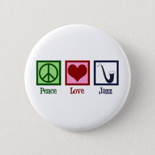 Peace Love Jazz Music Saxophone Ronde Button 5,7 Cm