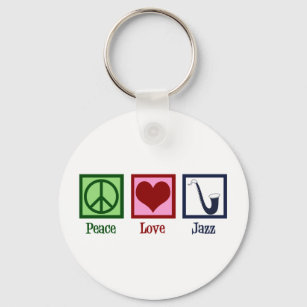 Peace Love Jazz Music Saxophone Sleutelhanger