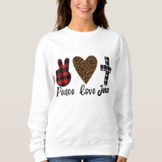 Peace Love Jesus Gift for Christelijk Women Leopar Trui