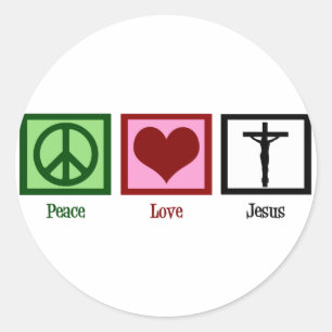 Peace Love Jesus Ronde Sticker