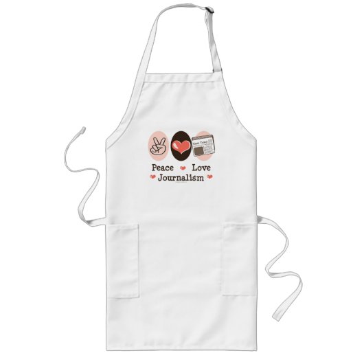 Peace Love Journalism Apron Lang Schort (Voorkant)