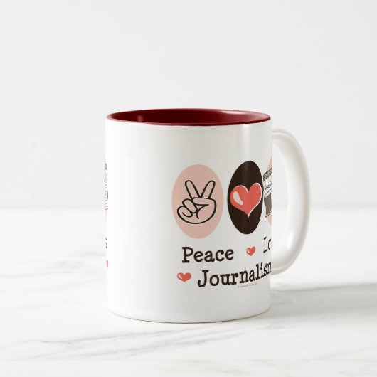 Peace Love Journalism Mok (Voorkant rechts)