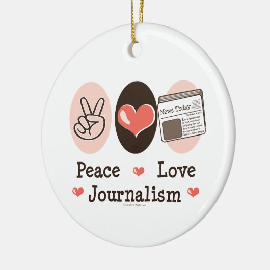 Peace Love Journalism Ornament (Links)