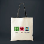 Peace Love Journalism Tote Bag<br><div class="desc">Een  journaliste cadeau met een vredesbord,  hart en een nieuwsjournalist die met een mediakanaal of een uitzendbureau werkt om verhalen te melden. Hij is uitgerust met een vrouw die een microfoon vasthoudt om een persbriefing te geven over een uitzendprogramma.</div>