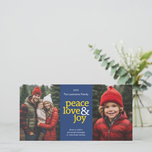 Peace Love Joy - 2 foto - marinegeel Feestdagenkaart (Staand voorkant)