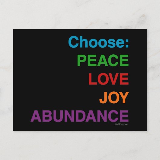 Peace Love Joy Abundance Briefkaarten (Voorkant)