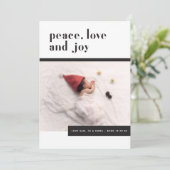 Peace, Love, Joy Baby Eerste Kerstvakantie Kaart (Staand voorkant)