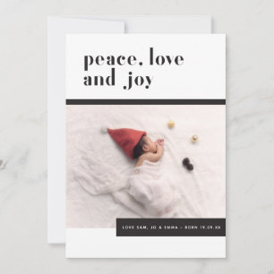 Peace, Love, Joy Baby Eerste Kerstvakantie Kaart