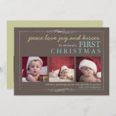 Peace Love Joy Baby's First Kerstfotokaart Feestdagenkaart (Voorkant / Achterkant)