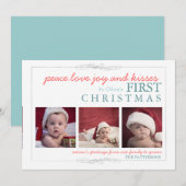 Peace Love Joy Baby's First Kerstfotokaart Feestdagenkaart (Voorkant / Achterkant)