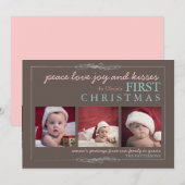 Peace Love Joy Baby's First Kerstfotokaart Feestdagenkaart (Voorkant / Achterkant)