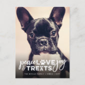 Peace Love Joy behandelt Hondenliefhebber Foto Mod Feestdagenkaart (Voorkant)