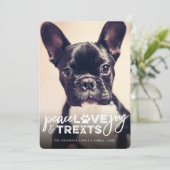 Peace Love Joy behandelt Hondenliefhebber Foto Mod Feestdagenkaart (Staand voorkant)