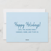 Peace Love Joy | Blauw 3 Kerstfeest Feestdagenkaart (Achterkant)