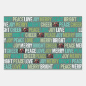 Peace Love Joy Bright Merry Cheer met 1 foto Inpakpapier Vel (Voorkant 3)