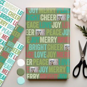 Peace Love Joy Bright Merry Cheer met 1 foto Inpakpapier Vel