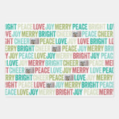 Peace Love Joy Bright Merry Cheer met 1 foto Inpakpapier Vel (Voorkant)