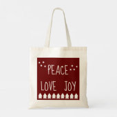  Peace Love Joy Burgundy-Canvas tas (Achterkant)