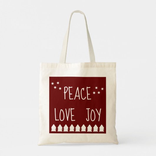  Peace Love Joy Burgundy-Canvas tas (Achterkant)