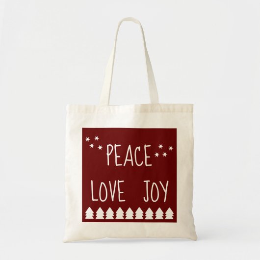  Peace Love Joy Burgundy-Canvas tas (Voorkant)