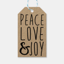 Peace, Love & Joy Cadeau Labels - Voeg je eigen na