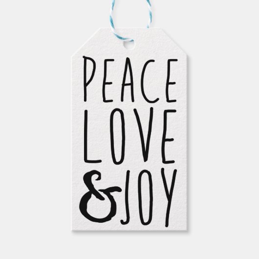 Peace, Love & Joy Cadeau Labels - Voeg je eigen na Cadeaulabel (Voorkant)