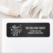 Peace, Love & Joy Chalkboard Holiday Adres Label (Insitu)