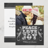 PEACE LOVE JOY Chalkboard Holiday Flat Card Feestdagenkaart (Voorkant / Achterkant)