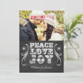 PEACE LOVE JOY Chalkboard Holiday Flat Card Feestdagenkaart (Staand voorkant)