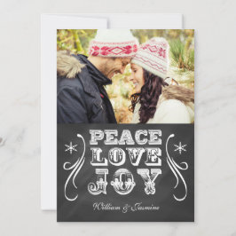 PEACE LOVE JOY Chalkboard Holiday Flat Card Feestdagenkaart