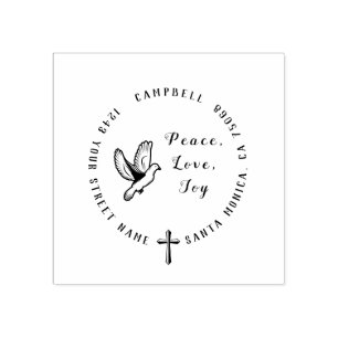Peace Love Joy   Christelijk retouradres van de ho Rubberstempel