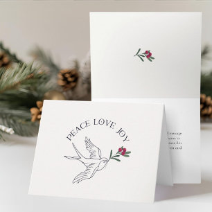 Peace Love Joy Christmas Snow Bird Kaart