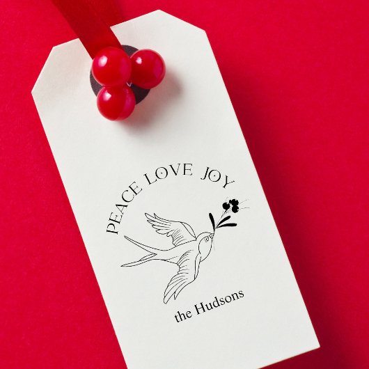 Peace Love Joy Christmas Tattoo Bird Berry Rubberstempel
