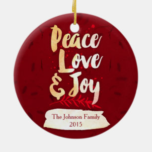 Peace Love & Joy Custom-kerstfotoornament Keramisch Ornament