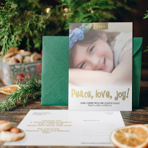 Peace Love Joy Custom Photo Modern Xmas Briefkaart