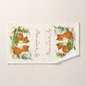 Peace Love & Joy Cute Winter Foxes Handdoek (Handdoek)