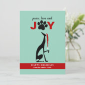 Peace Love Joy Dog Paw Kerstmis Feestdagenkaart (Staand voorkant)