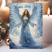 Peace Love Joy Elegant Angel Christmas Feestdagen Kaart