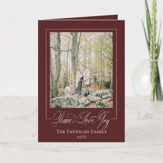 Peace Love Joy Elegant Holiday Kaart (Voorkant)