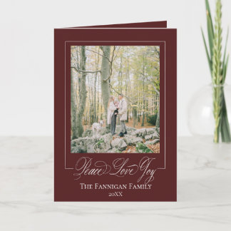 Peace Love Joy Elegant Holiday Kaart