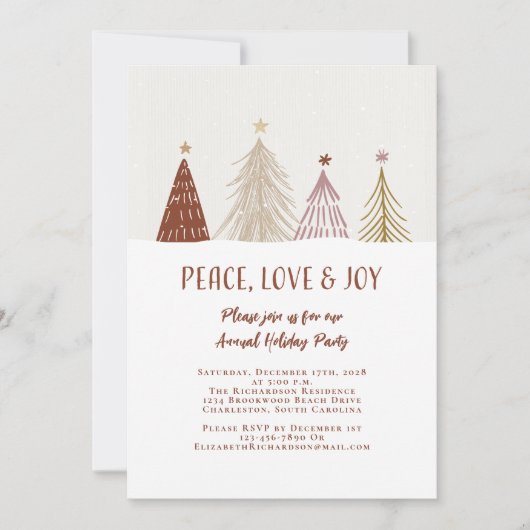 Peace Love Joy Elegant Holiday Party Feestelijk Kaart (Voorkant)