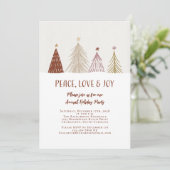 Peace Love Joy Elegant Holiday Party Feestelijk Kaart (Staand voorkant)