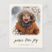 Peace Love Joy Elegant Snowflakes Lijst Foto Feestdagenkaart (Voorkant)