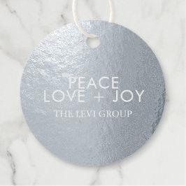 Peace Love Joy Elegante Kerstcirkel Zilver Bedankjes Labels