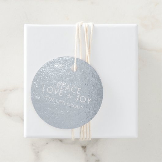 Peace Love Joy Elegante Kerstcirkel Zilver Bedankjes Labels (Met doos)