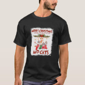 Peace Love Joy en Cats in Sock-kerstkat T-shirt (Voorkant)