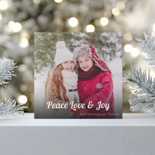 Peace Love Joy Familie Kerstvakantie Kaart